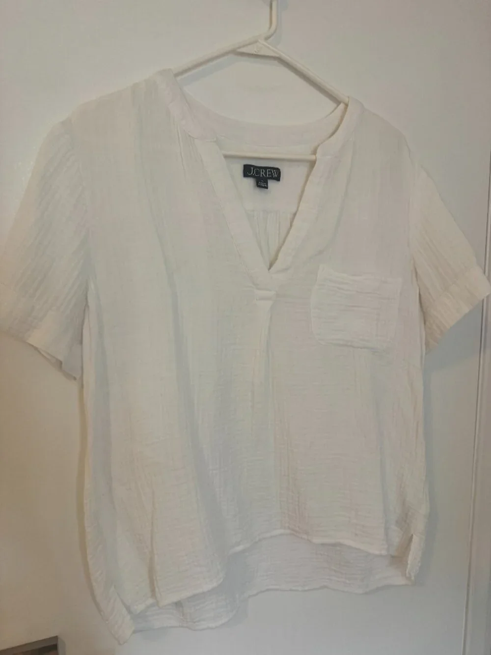 J Crew White Cotton Short Sleeve Shirt Sz. M